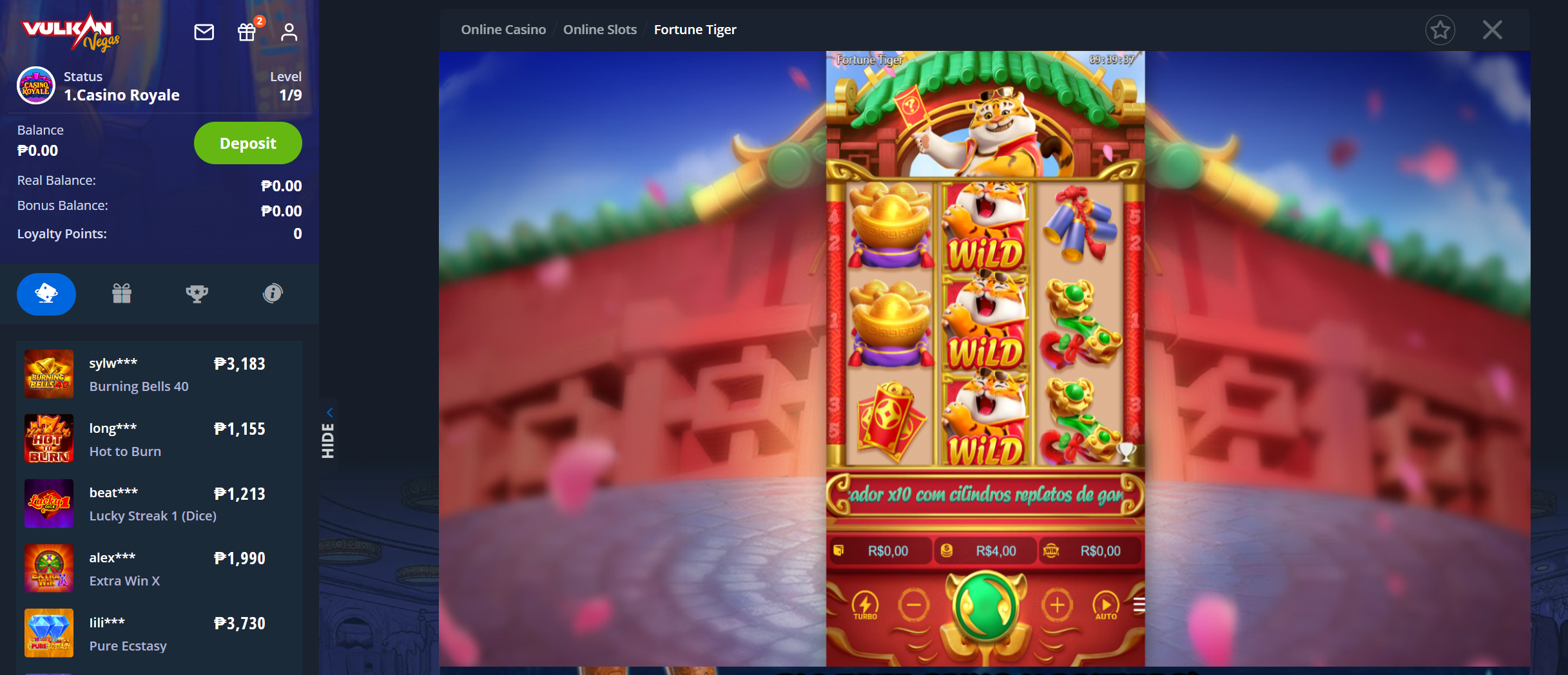 Play Fortune Tiger at Vulkan Vegas